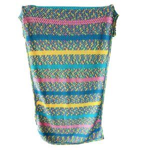 Vintage Handmade Afghan Colorful Pastel Throw Blanket Spring Easter 42"x74"